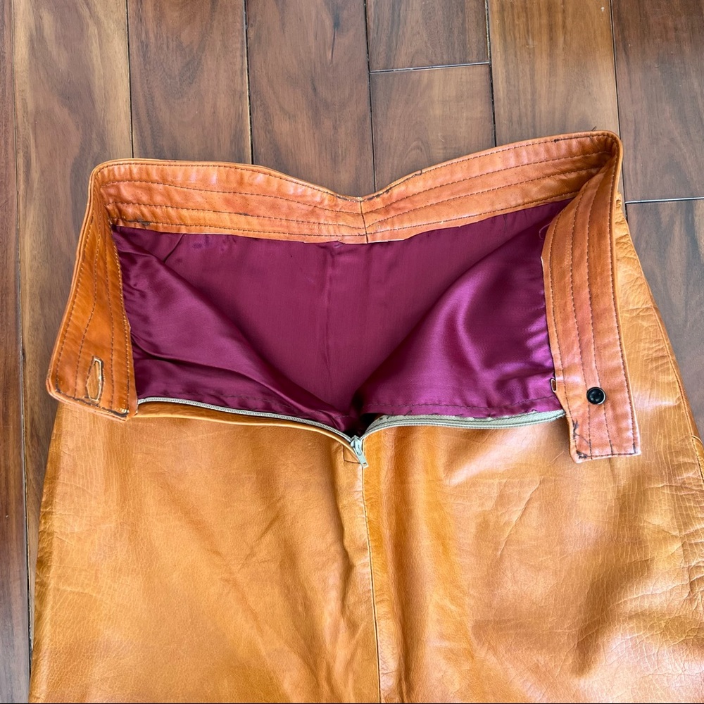 Vintage leather skirt, High waisted leather skirt - Picture 6 of 14